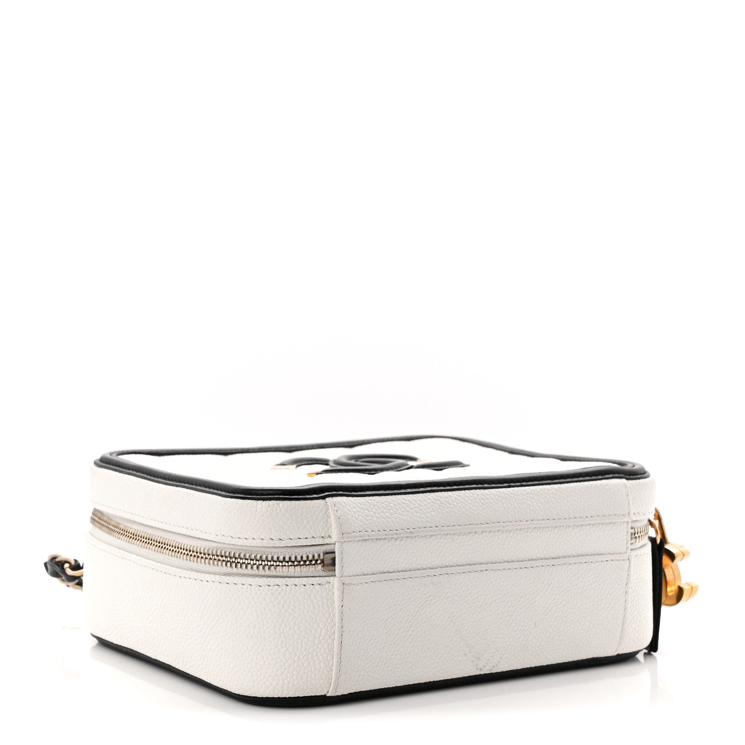 Chanel Caviar Quilted Medium CC Filigree Vanity Case White Black