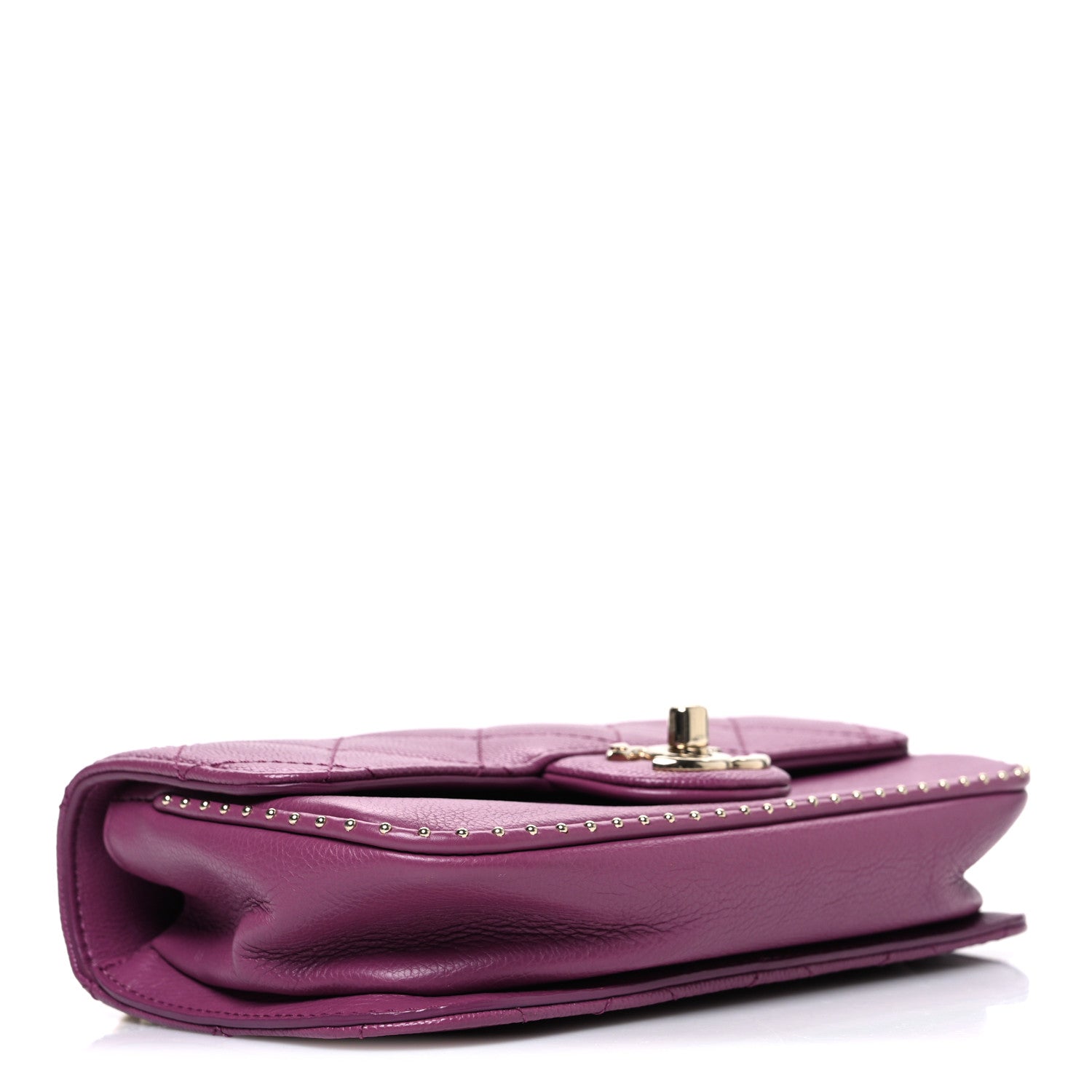 Chanel Caviar Quilted Mini Studded Flap  Purple