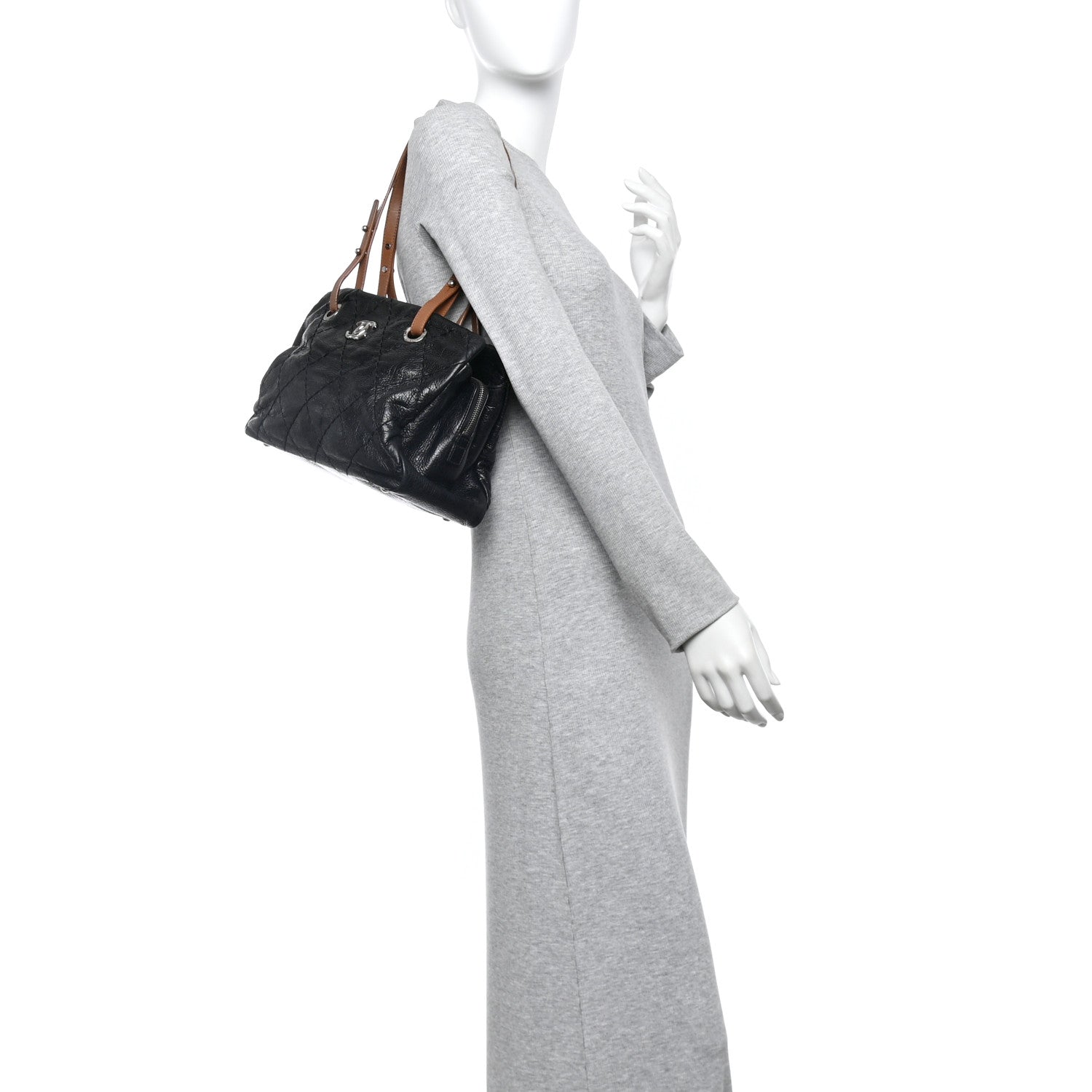 Chanel Glazed Calfskin On the Road Zip Tote Black