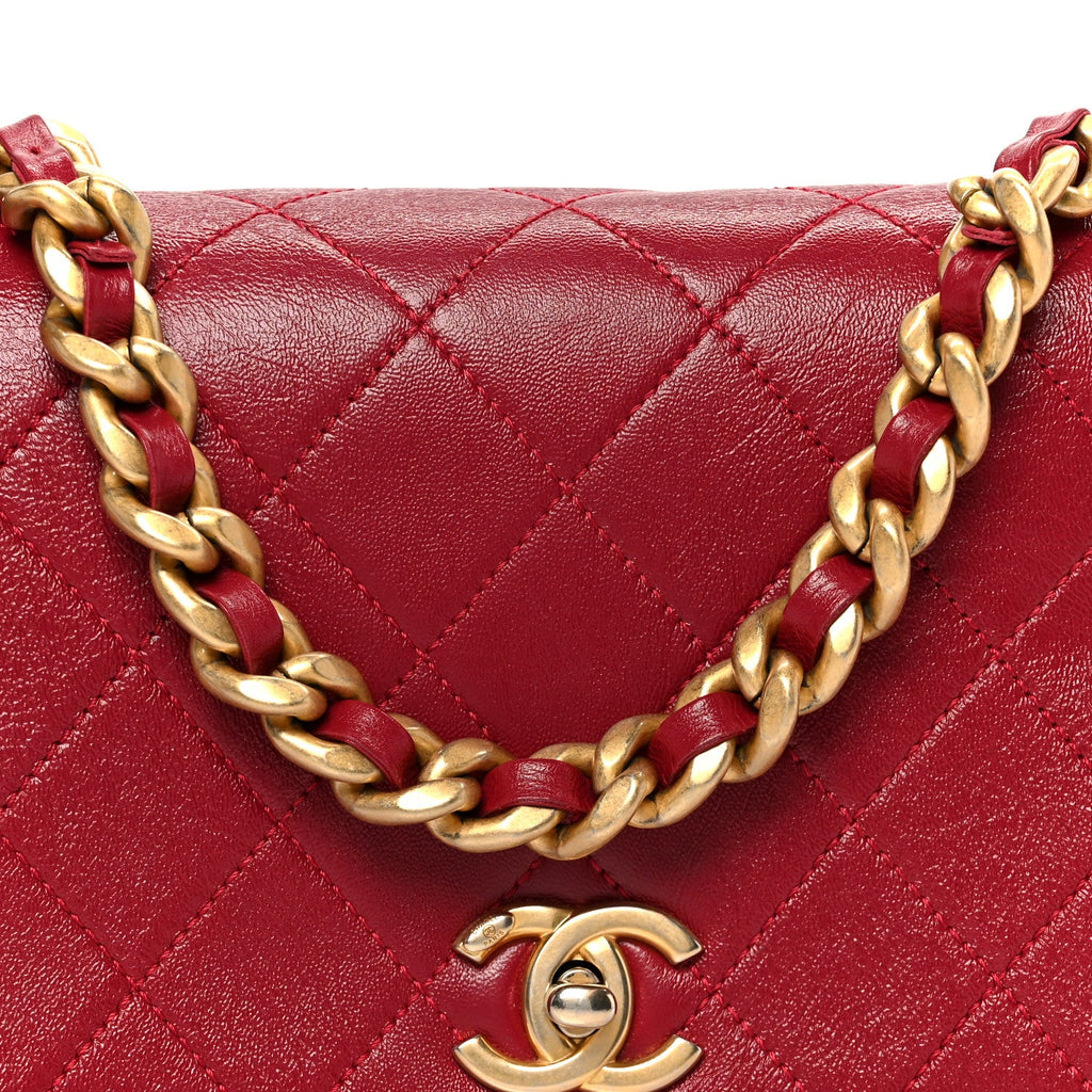 Chanel Shiny Lambskin Quilted Small Fashion Therapy Flap Bag Red