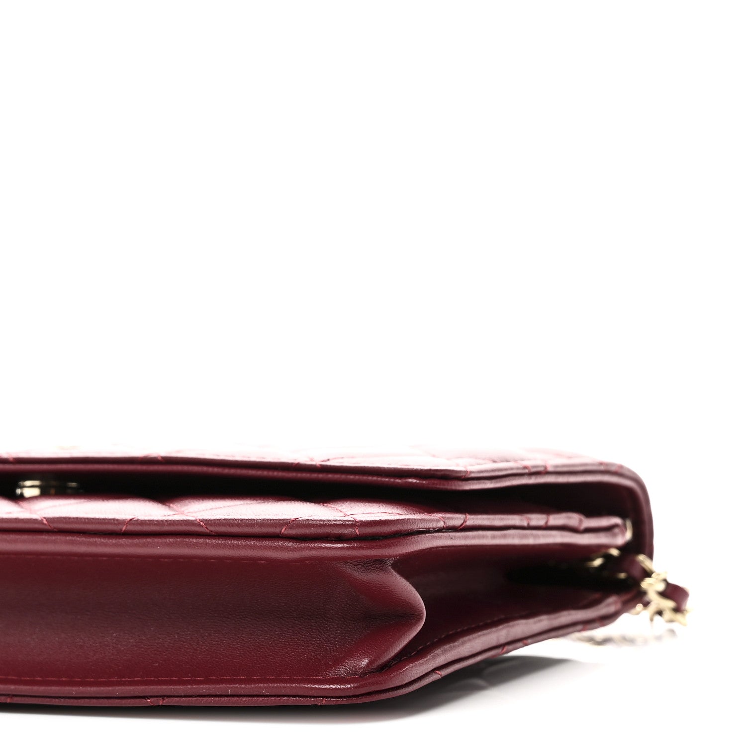 Chanel Lambskin Quilted Wallet On Chain WOC Burgundy