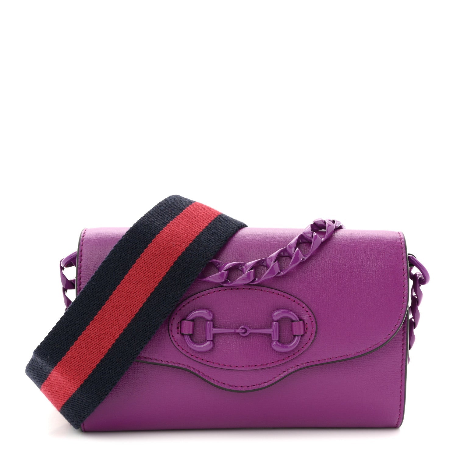 Gucci Azalea Calfskin Web Small Horsebit 1955 Crossbody Bag Spicy Cyclamin