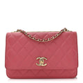 Chanel Lambskin Quilted Trendy CC Wallet On Chain WOC Bright Pink