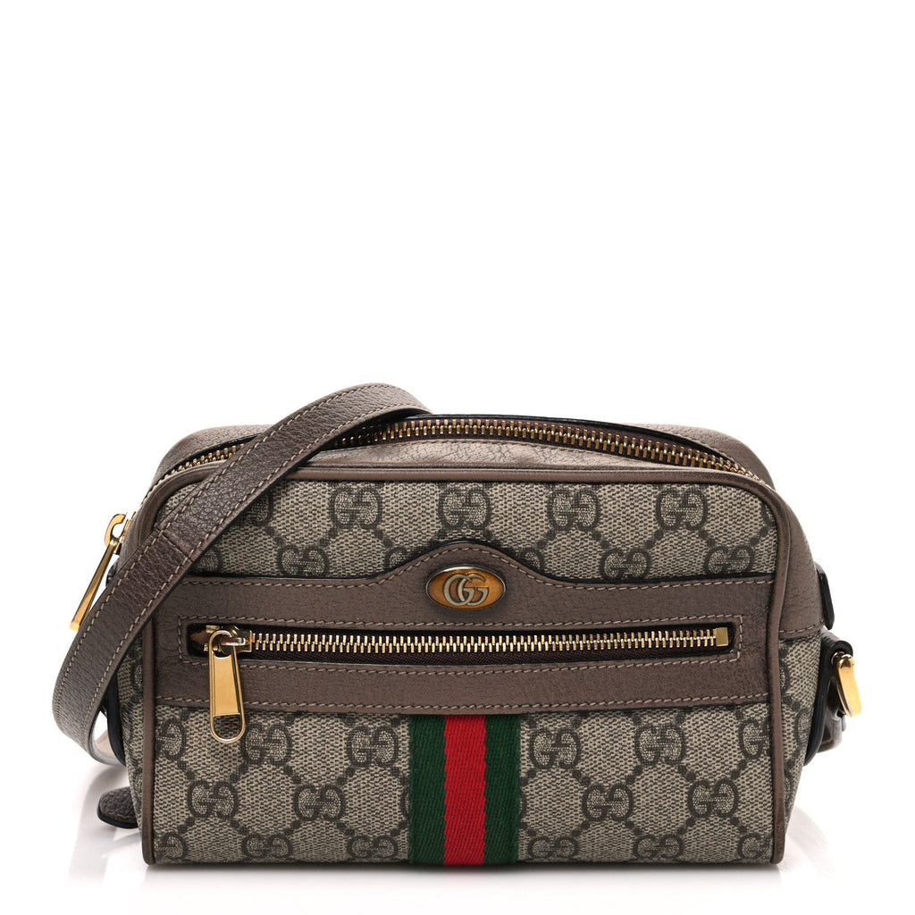 Gucci GG Supreme Monogram Web Mini Ophidia Shoulder Bag Brown