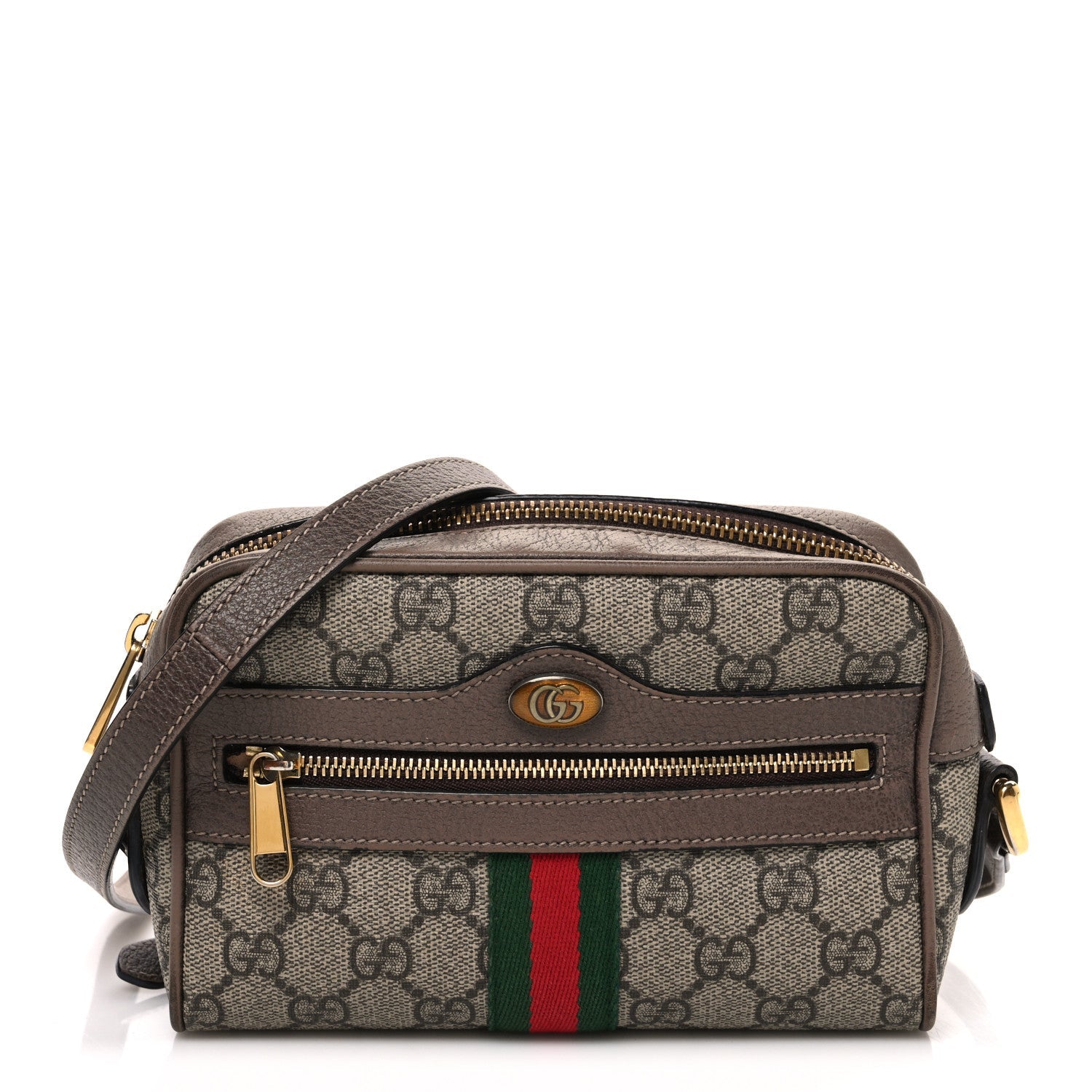 Gucci GG Supreme Monogram Web Mini Ophidia Shoulder Bag Brown