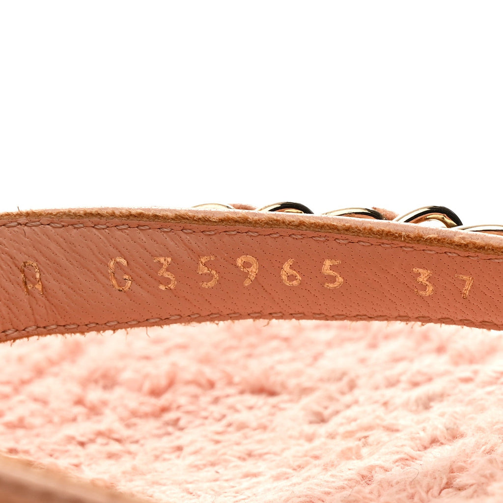 Lambskin Terry Cloth CC Chain Thong Sandals 37 Pink