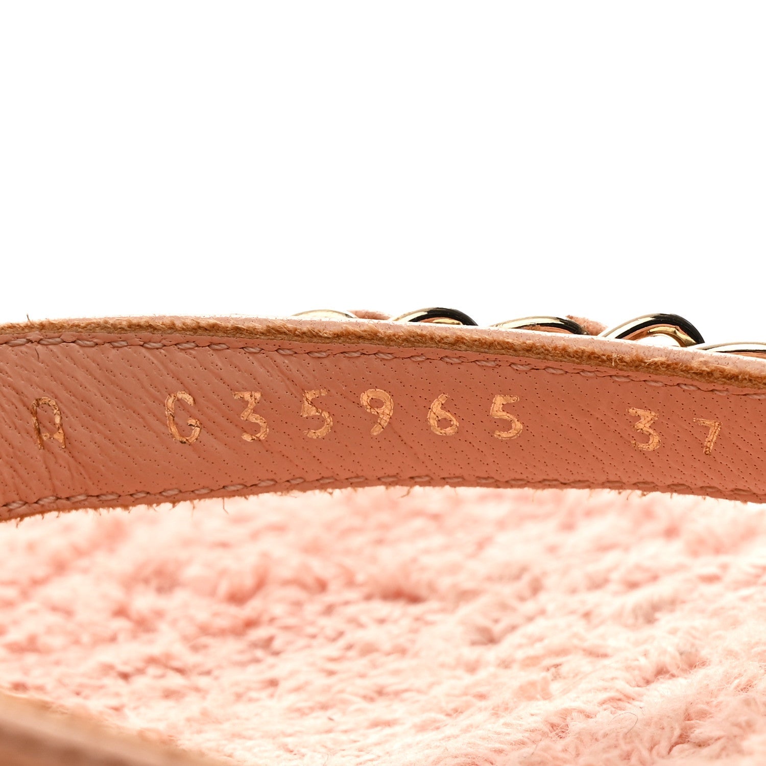 Lambskin Terry Cloth CC Chain Thong Sandals 37 Pink
