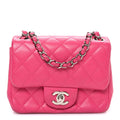 Chanel Lambskin Quilted Mini Square Flap Dark Pink