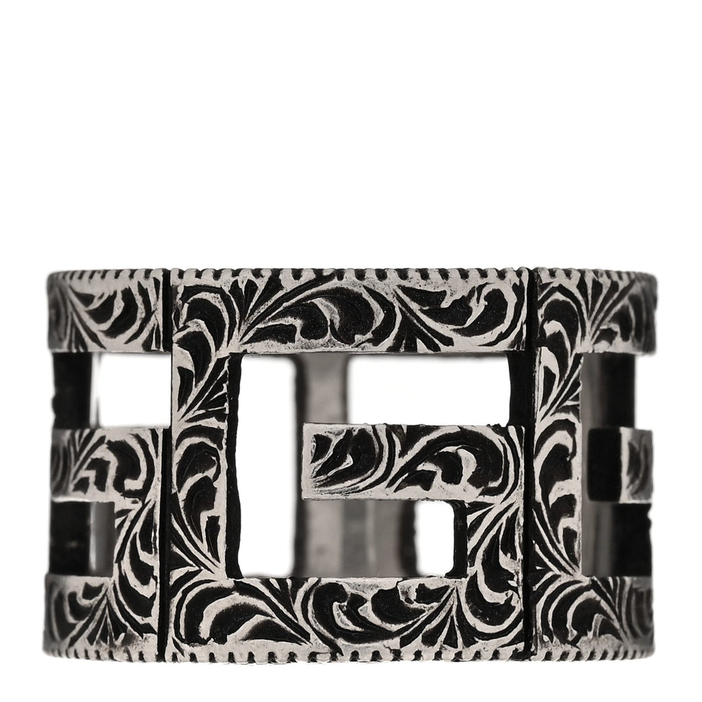 Gucci Sterling Silver Wide Square G Band Ring 65 11