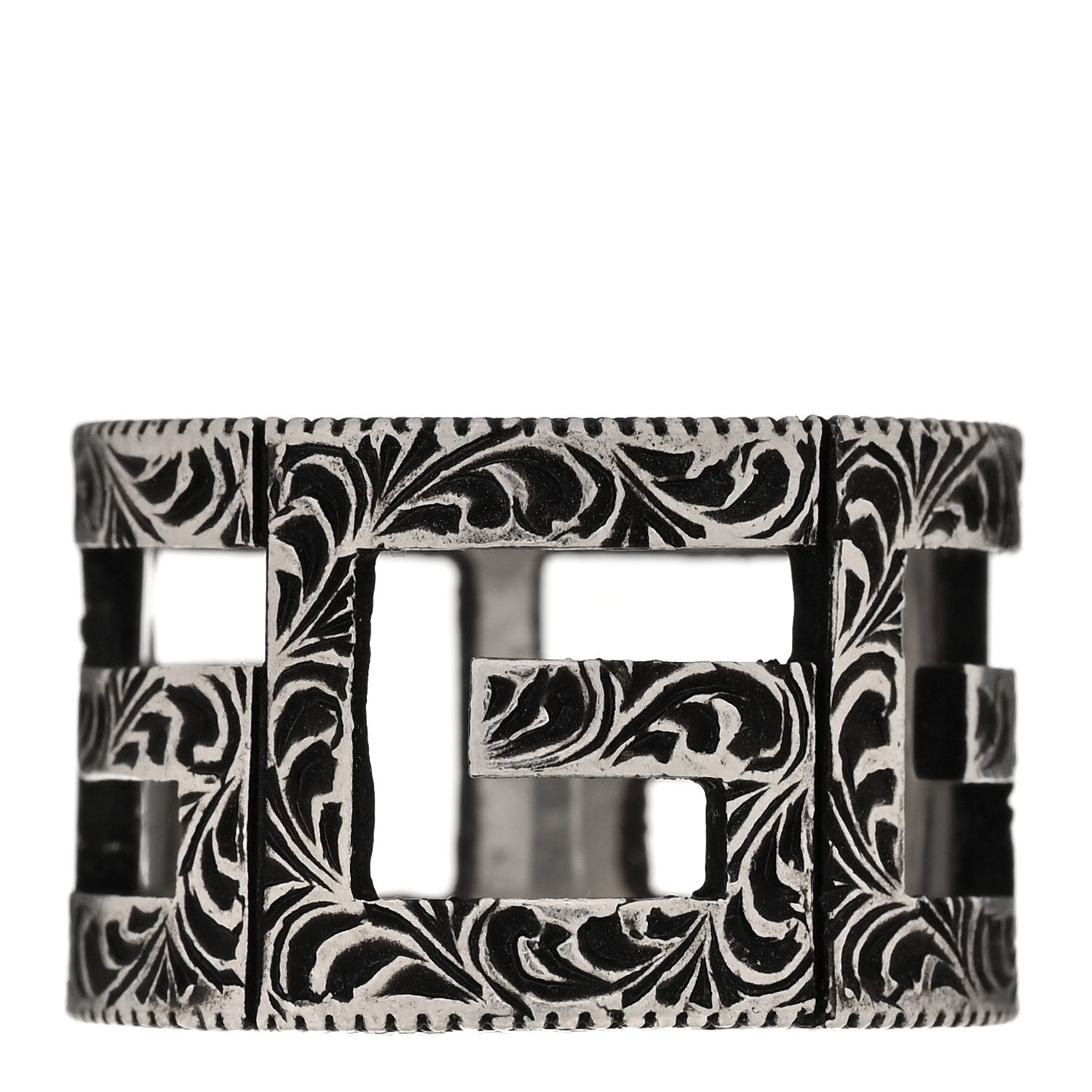 Gucci Sterling Silver Wide Square G Band Ring 65 11