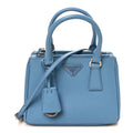 Prada Saffiano Lux Micro Galleria Double Zip Tote Turchese