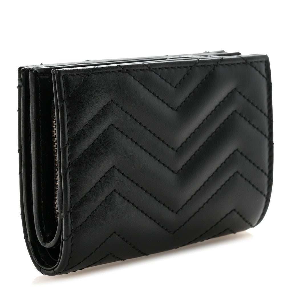 Gucci Calfskin Matelasse GG Marmont Card Case Wallet Black