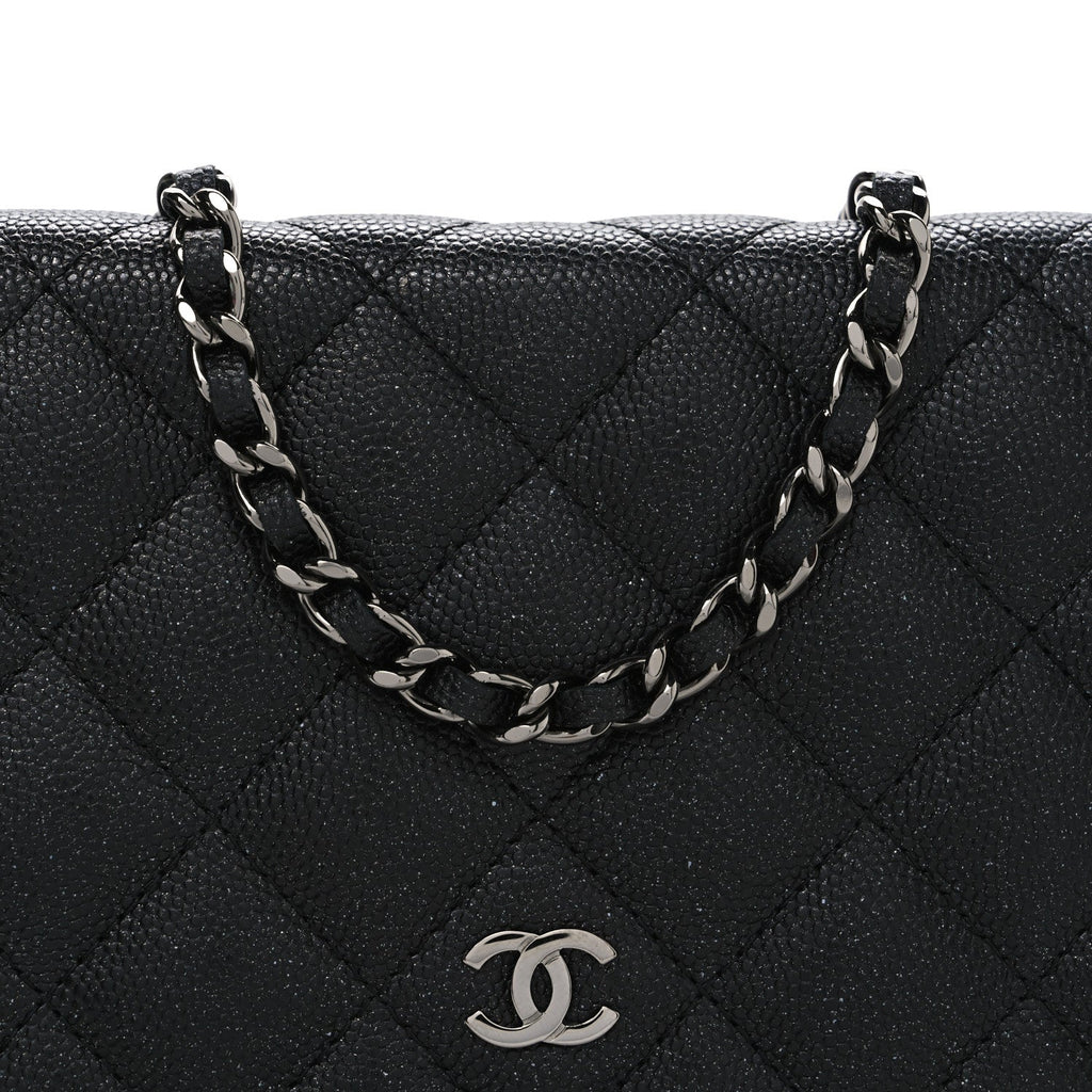 Chanel Iridescent Caviar Quilted Wallet on Chain WOC Black