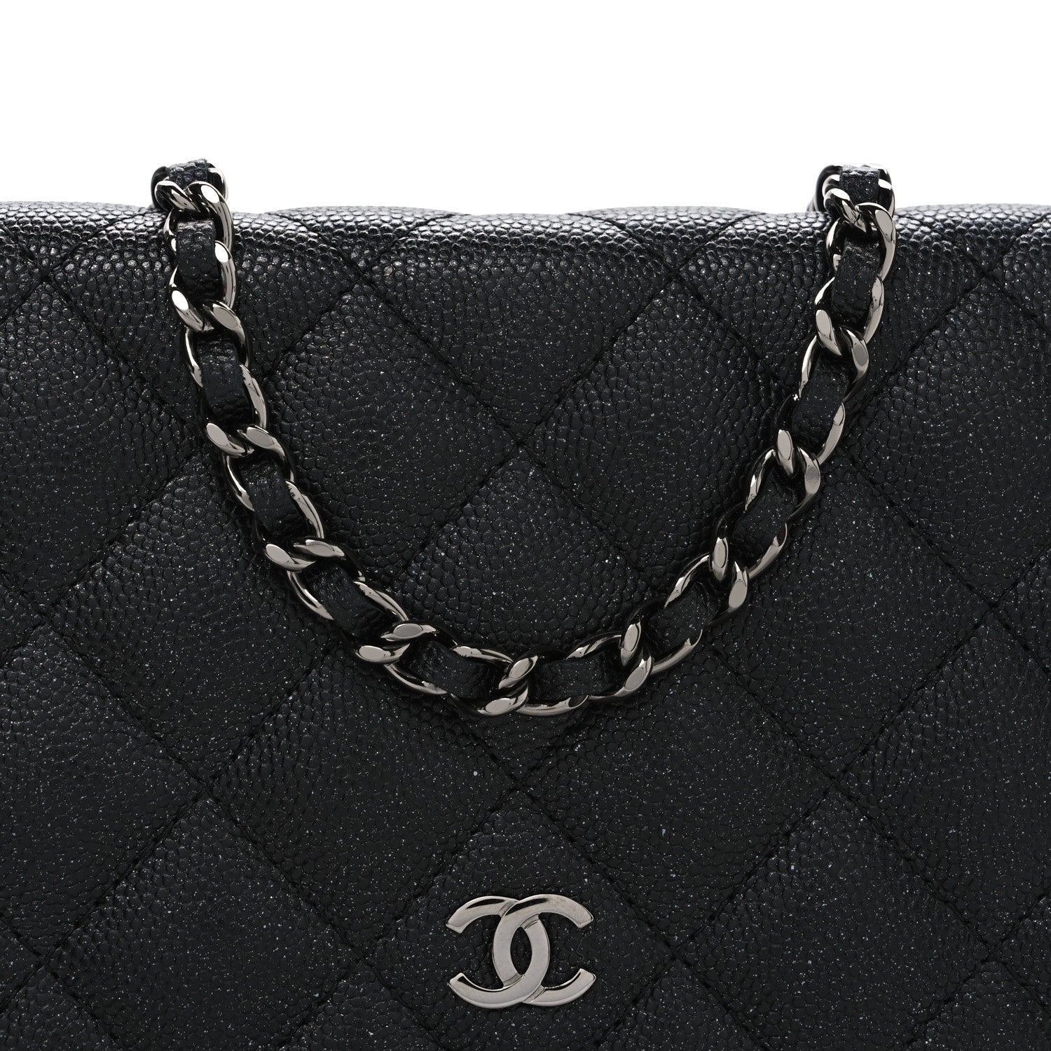Chanel Iridescent Caviar Quilted Wallet on Chain WOC Black