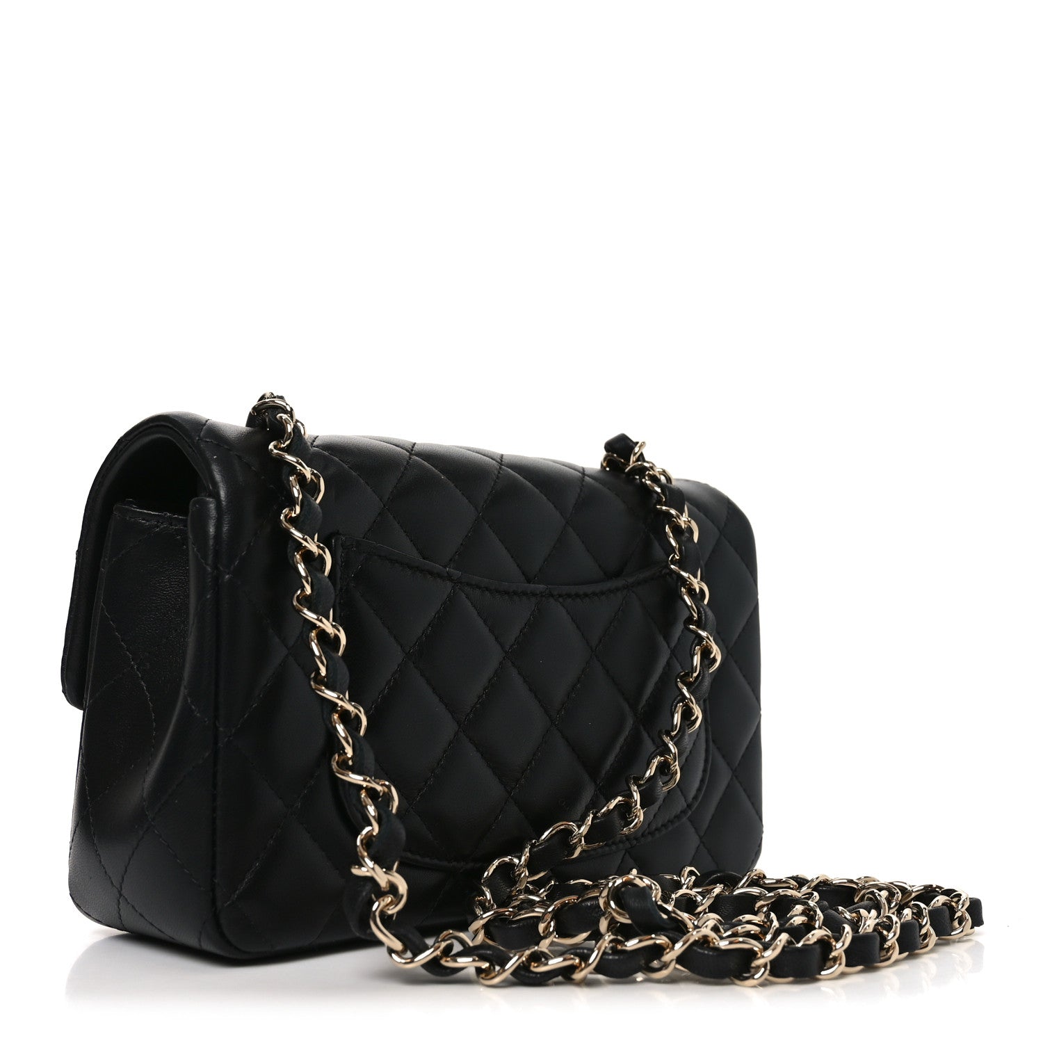 Chanel Lambskin Quilted Mini Rectangular Flap Black