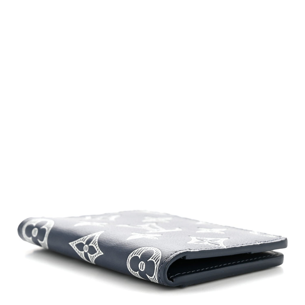 Louis Vuitton Calfskin Monogram Shadow Pocket Organizer Navy Blue White
