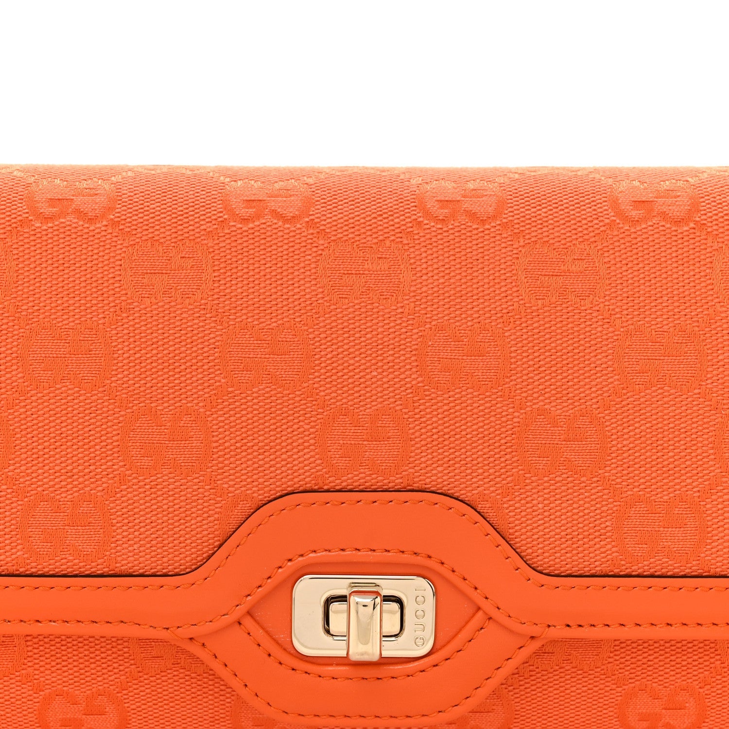 Gucci GG Monogram Textured Dollar Calfskin Small Luce Shoulder Bag Orange