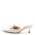 Prada Saffiano Logo Pointed Toe 50mm Mules 36 White