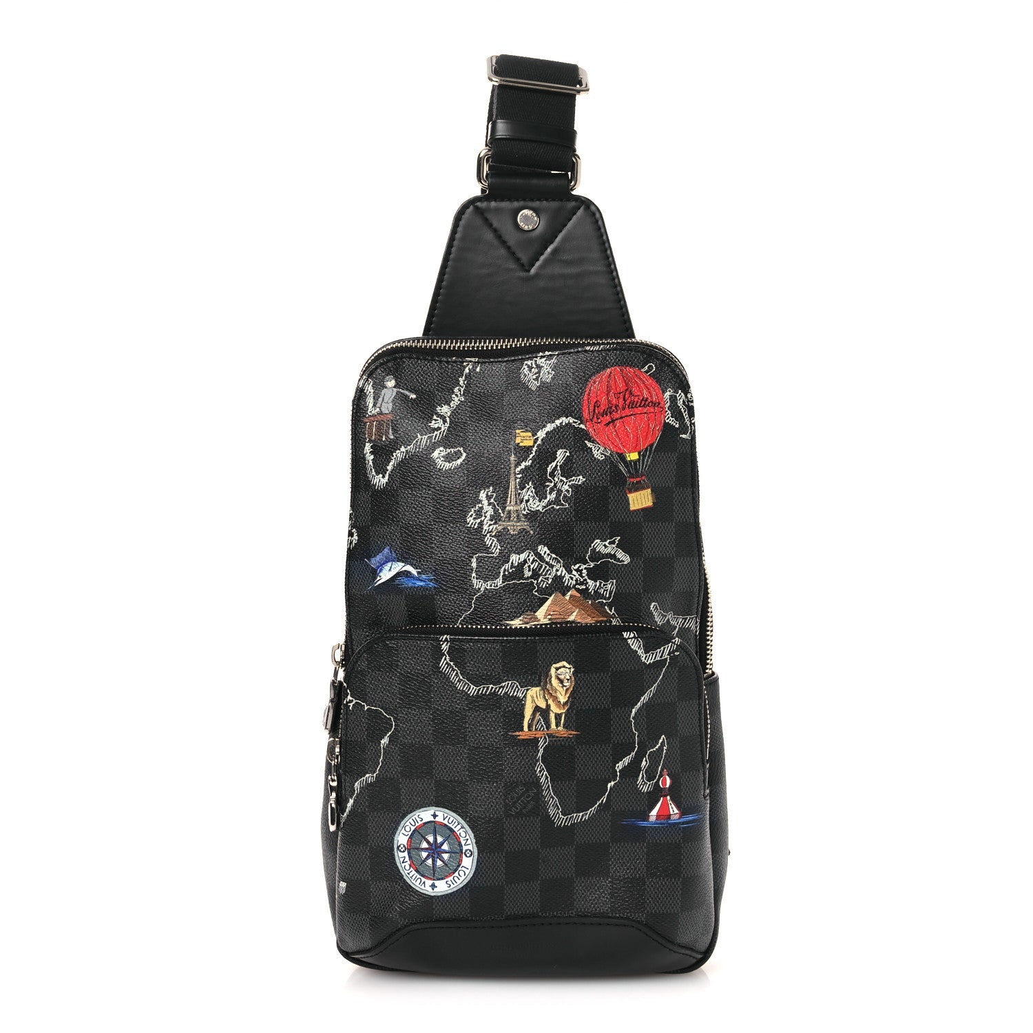 Louis Vuitton Damier Graphite World Map Avenue Sling Backpack