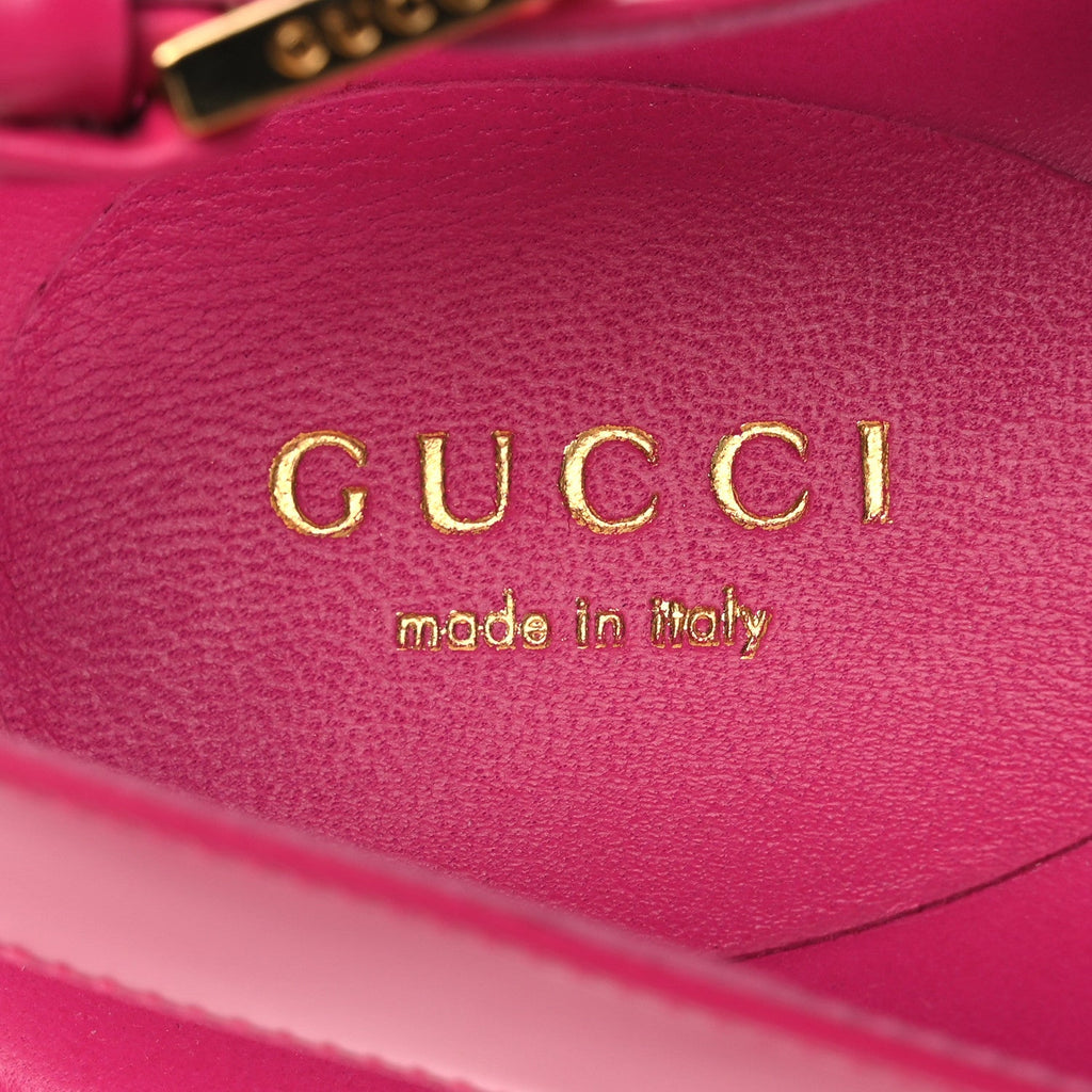 Gucci Calfskin Elizabeth Nappa Charlotte Logo Slingback Sandals 36 Fancy Fuchsia