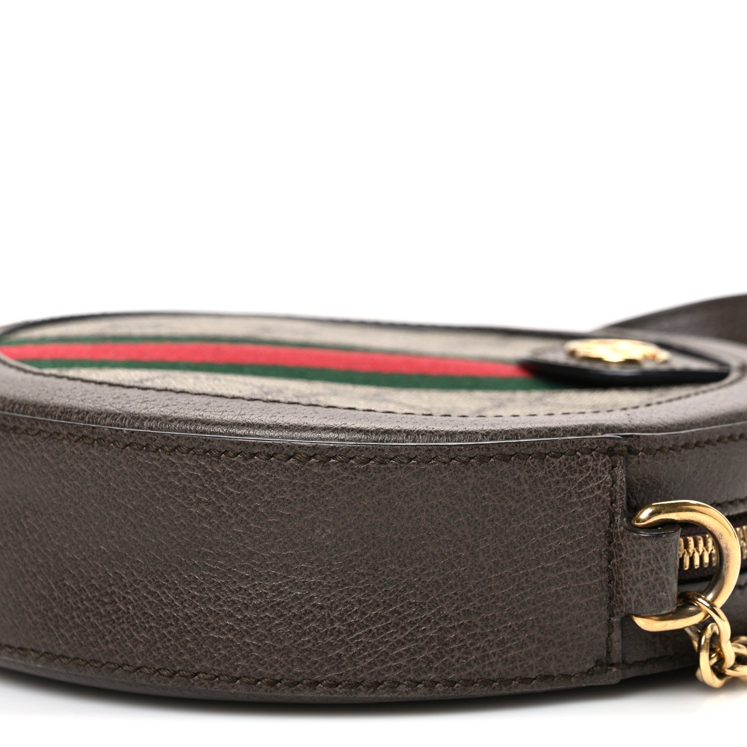 Gucci GG Supreme Monogram Web Mini Ophidia Round Shoulder Bag Brown