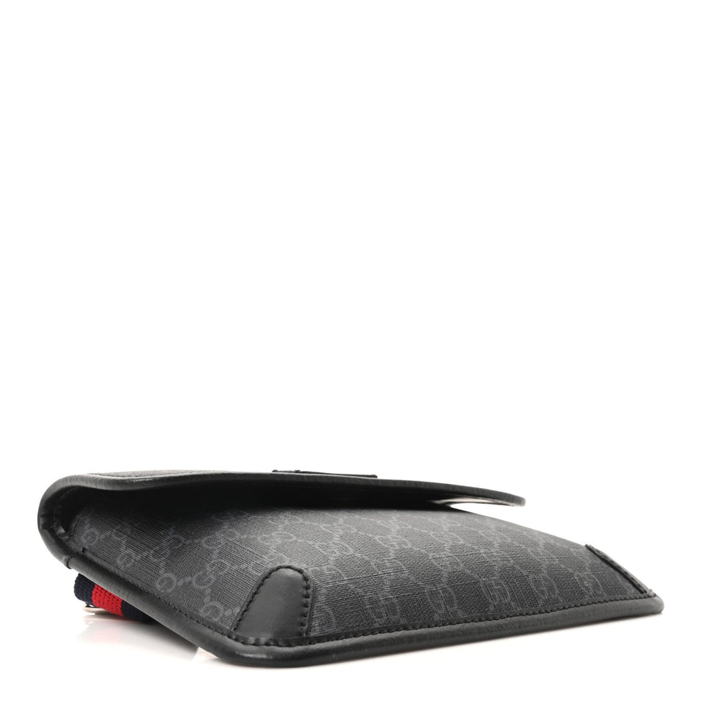Gucci GG Supreme Monogram Web Slim Belt Bag Black Grey