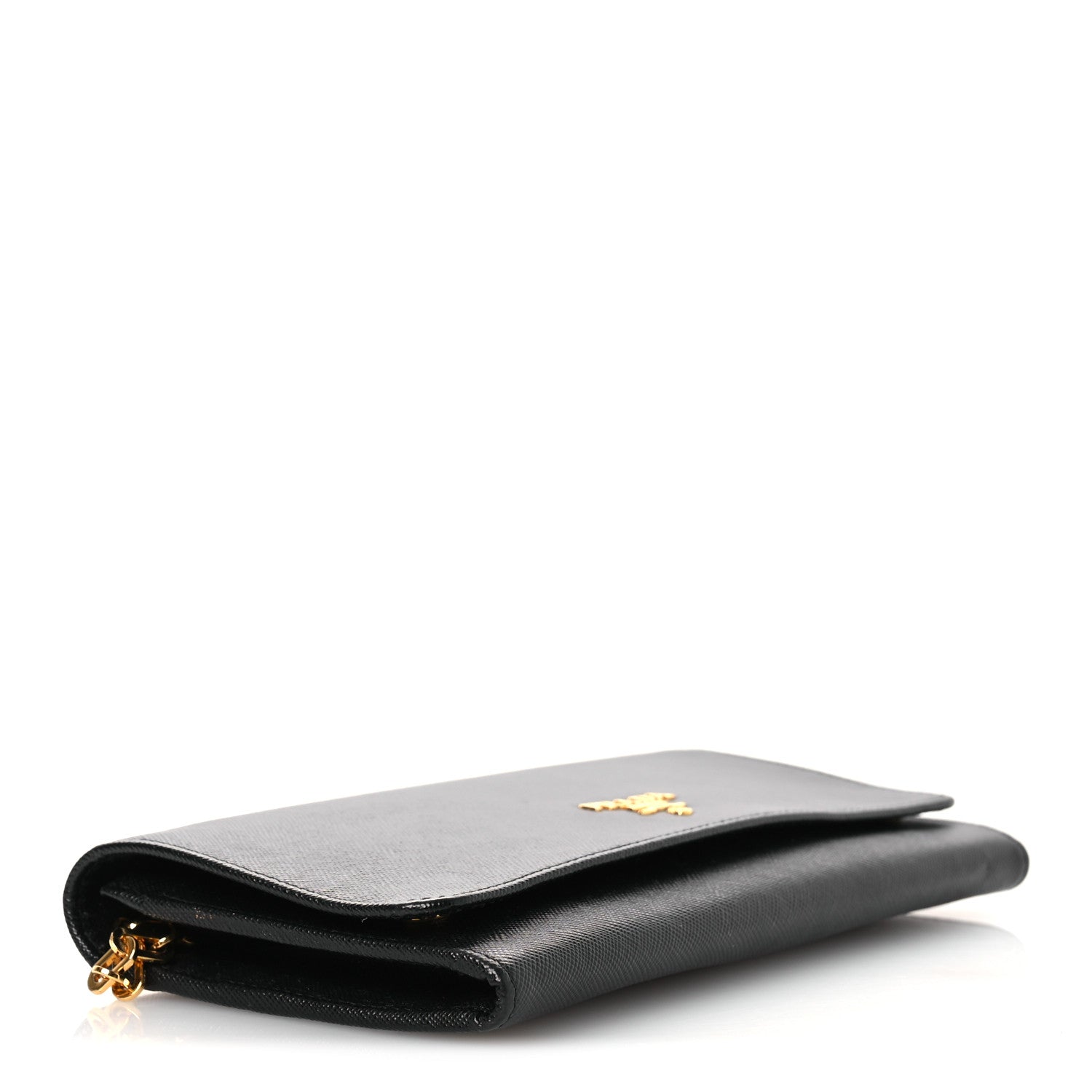 Prada Saffiano Metal Large Chain Wallet Black