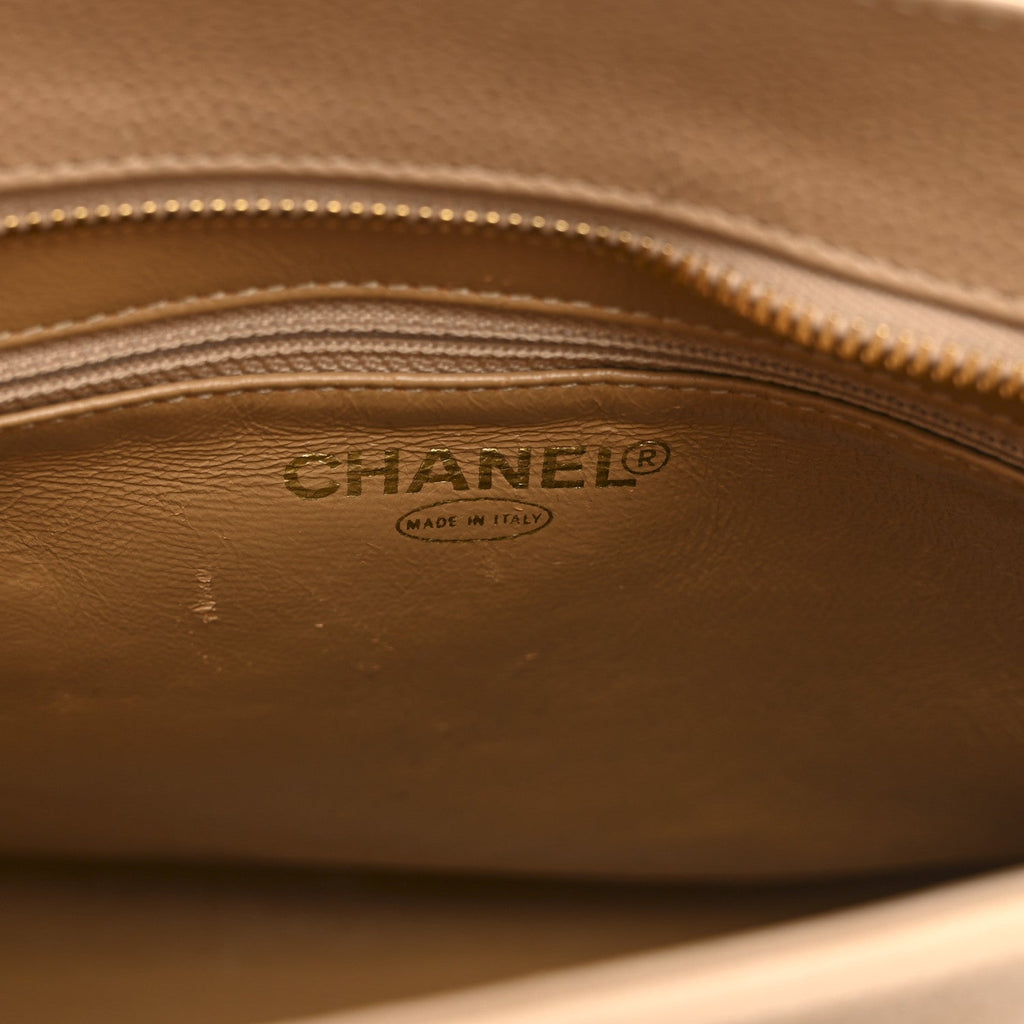 Chanel Caviar Quilted Medallion Tote Beige