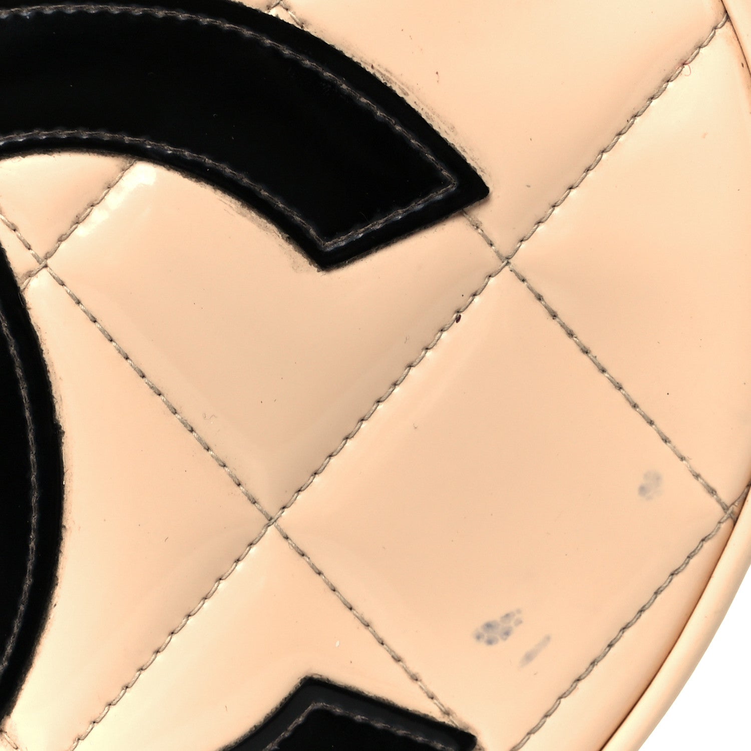 Chanel Patent Quilted CC Barbie Heart Vanity Case Beige