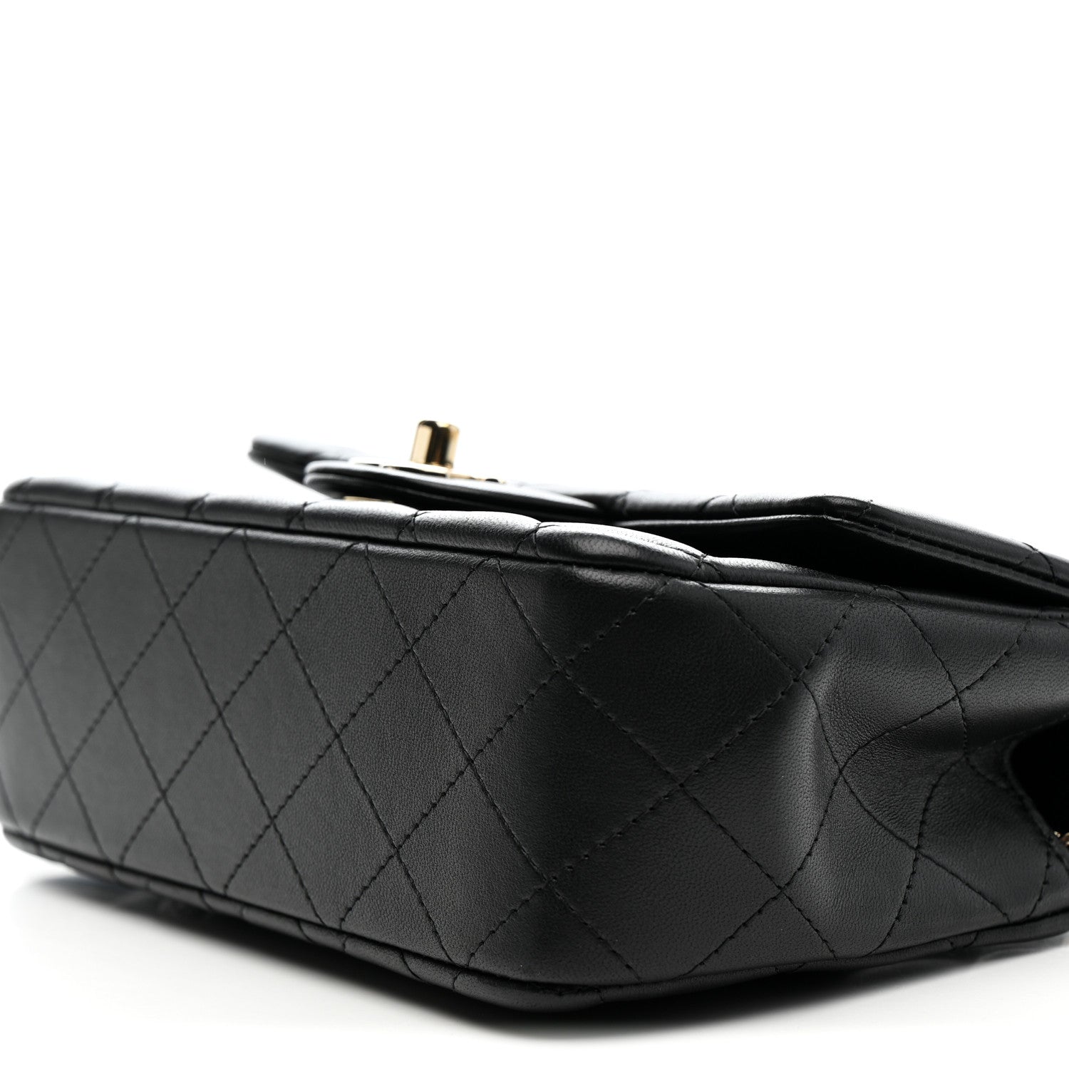 Chanel Lambskin Quilted Mini Top Handle Rectangular Flap Black