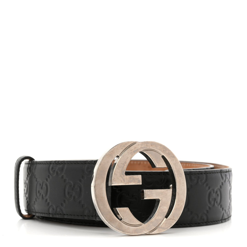 Gucci Guccissima Signature Interlocking G 40mm Belt 80 32 Black