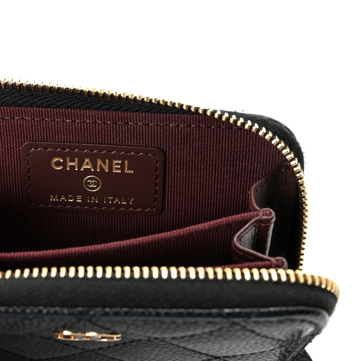 Caviar Quilted Zip Coin Purse Black