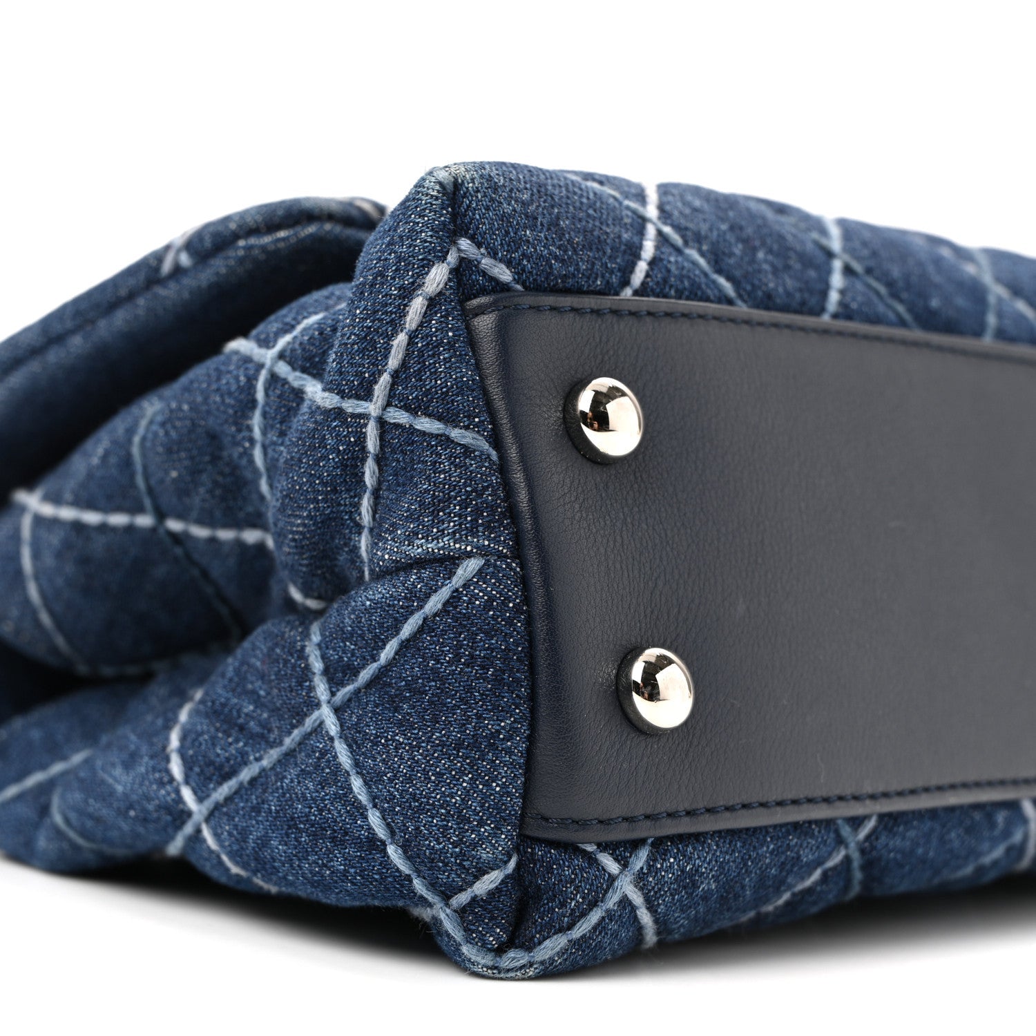 Chanel Denim Quilted Mini Coco Handle Flap Blue