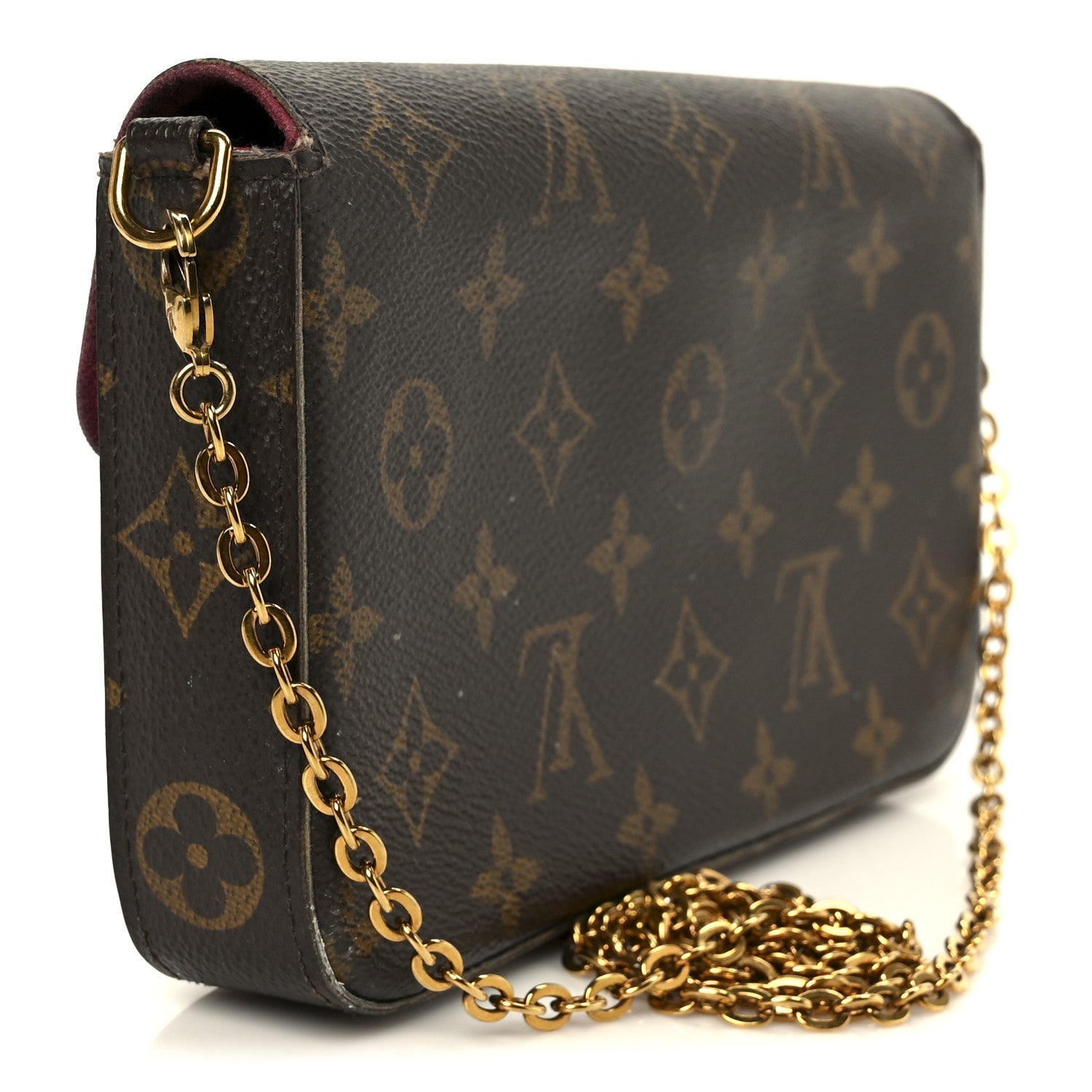Louis Vuitton Monogram Pochette Felicie Chain Wallet Fuchsia