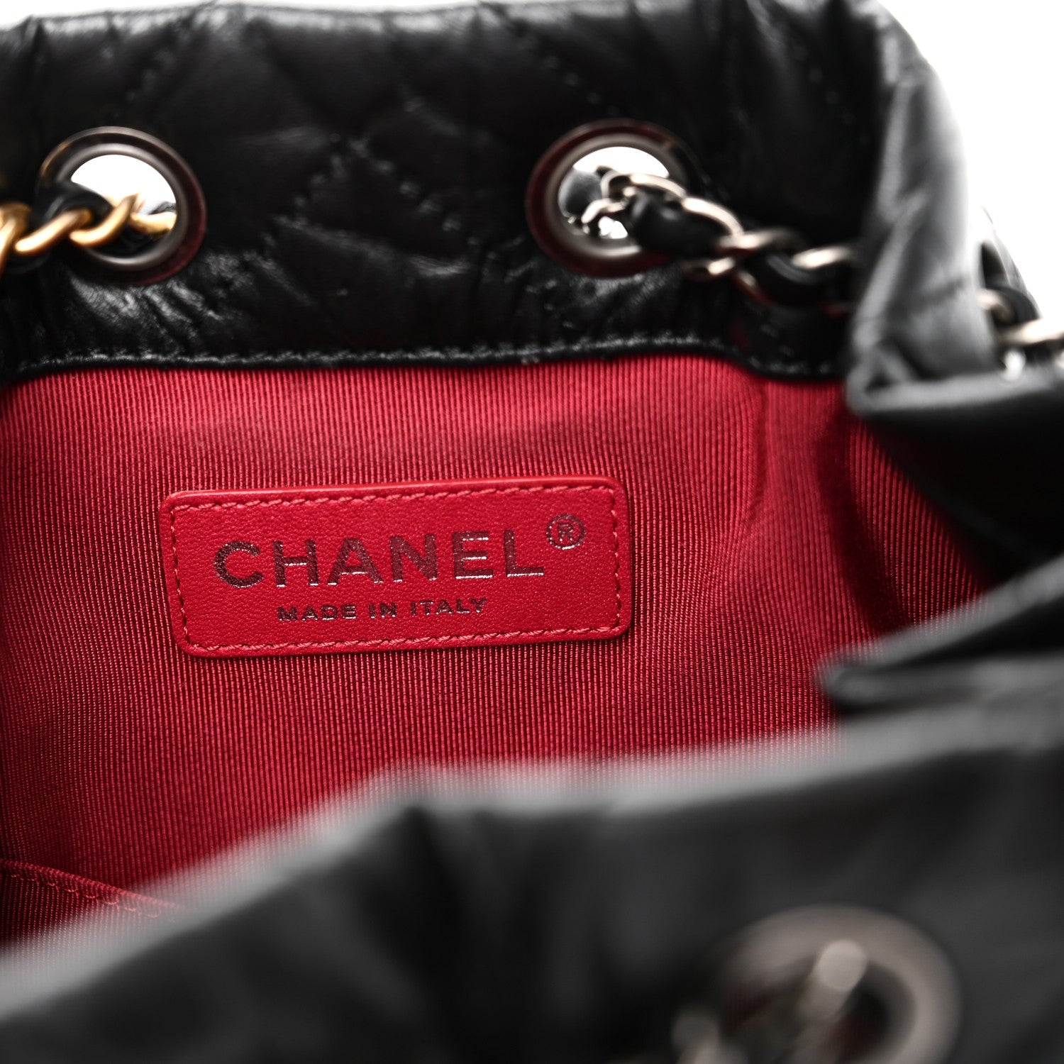 Chanel Aged Calfskin Chevron Quilted Small Gabrielle Backpack Black