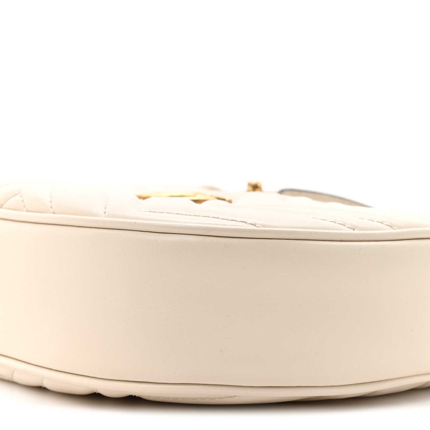 Gucci Calfskin Matelasse Chevron Mini GG Marmont Half Moon Hobo Mystic White