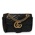 Gucci Calfskin Matelasse Mini GG Marmont Shoulder Bag Black