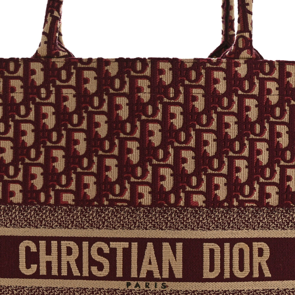 Christian Dior Oblique Large Book Tote Burgundy Multicolor