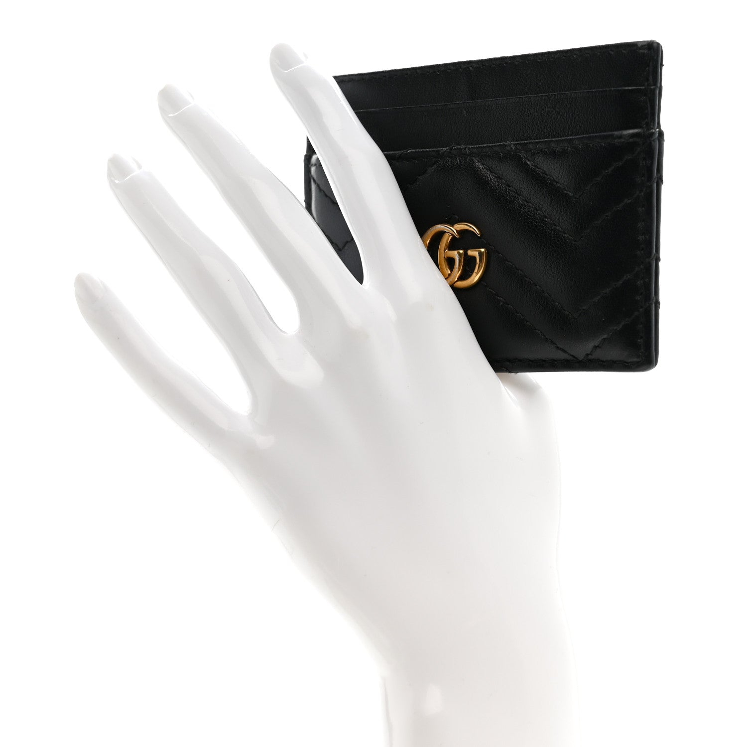 Gucci Calfskin Matelasse GG Marmont Card Holder Black