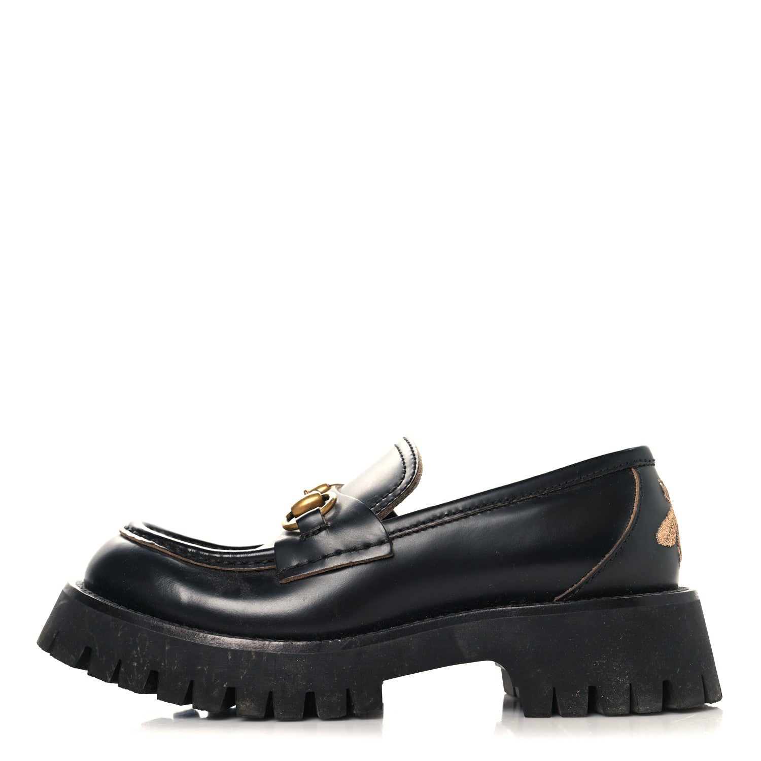 Gucci Cordovan Lux Womens Harald Horsebit 25mm Platform Loafers 35 Black