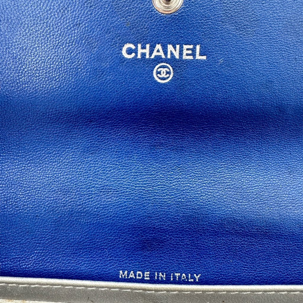 Chanel bag CC Flap Camellia Lambskin Long Wallet Blue
