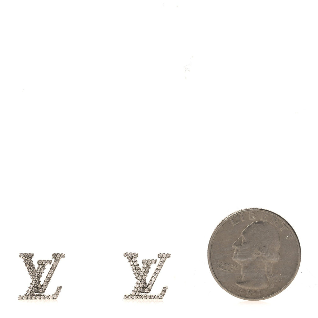 Louis Vuitton Crystal LV Iconic Earrings Silver