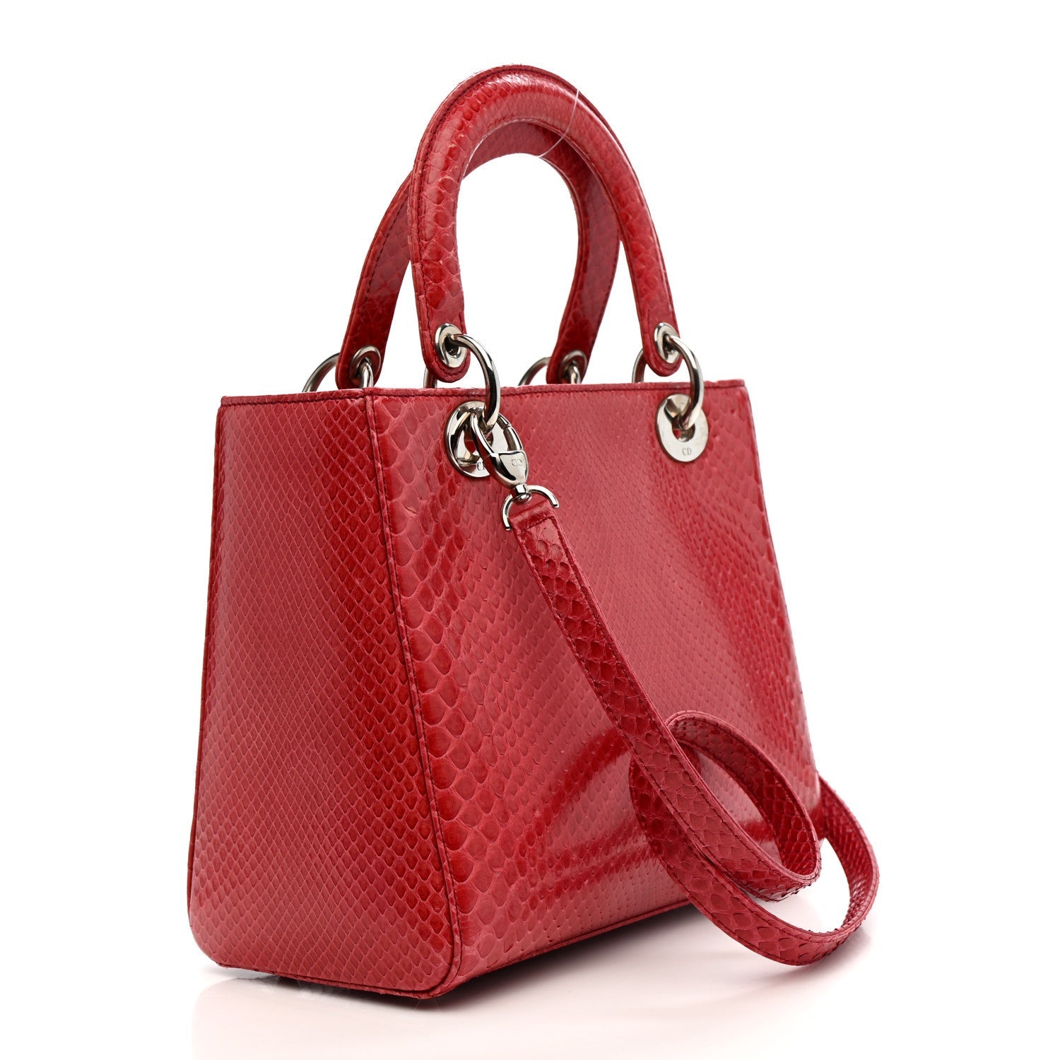 Christian Dior Snakeskin Medium Lady Dior Pink