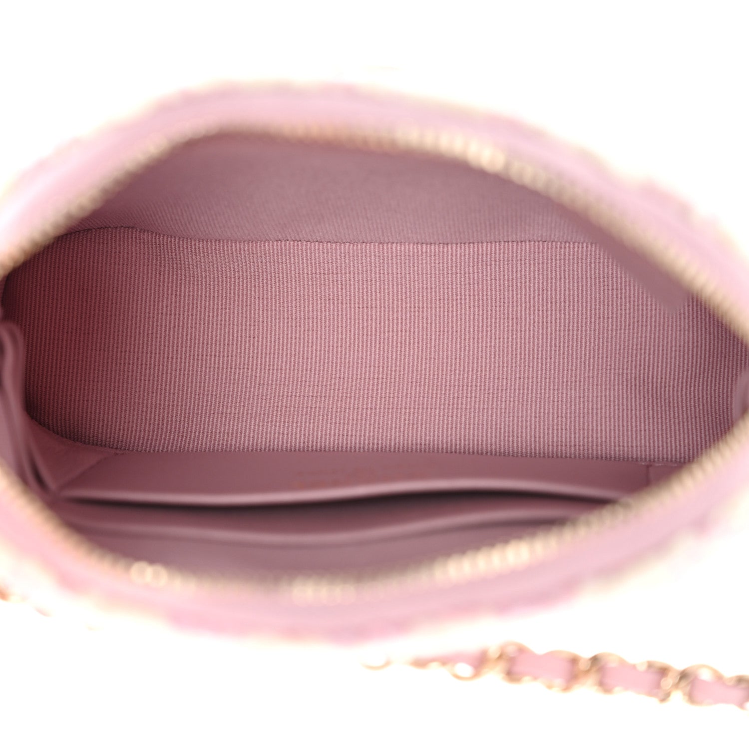 Chanel Tweed Quilted Mini Clutch With Chain Pink
