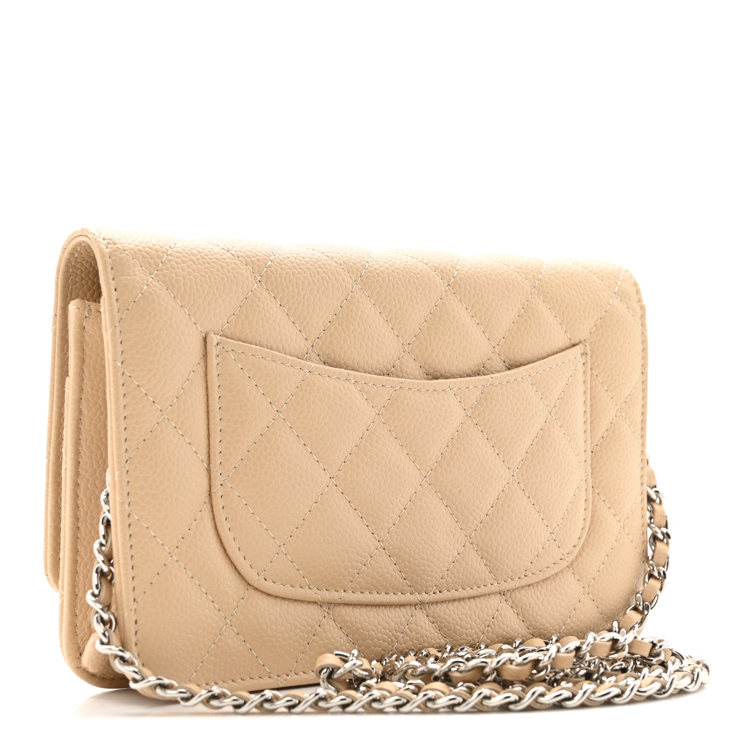 Chanel Caviar Quilted Wallet on Chain WOC Beige