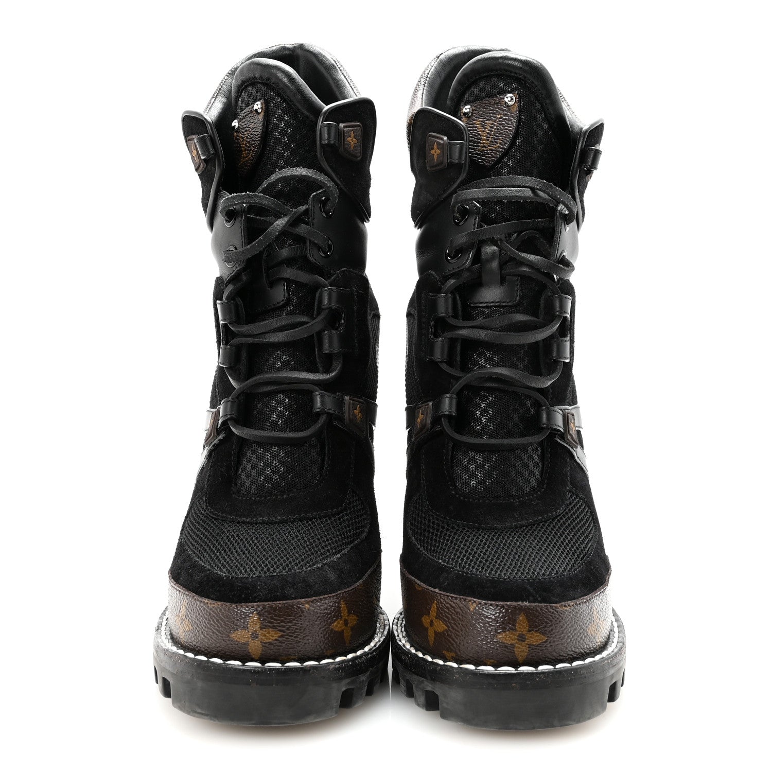 Louis Vuitton Suede Calfskin Monogram Star Trail Ankle Boots 39.5 Black