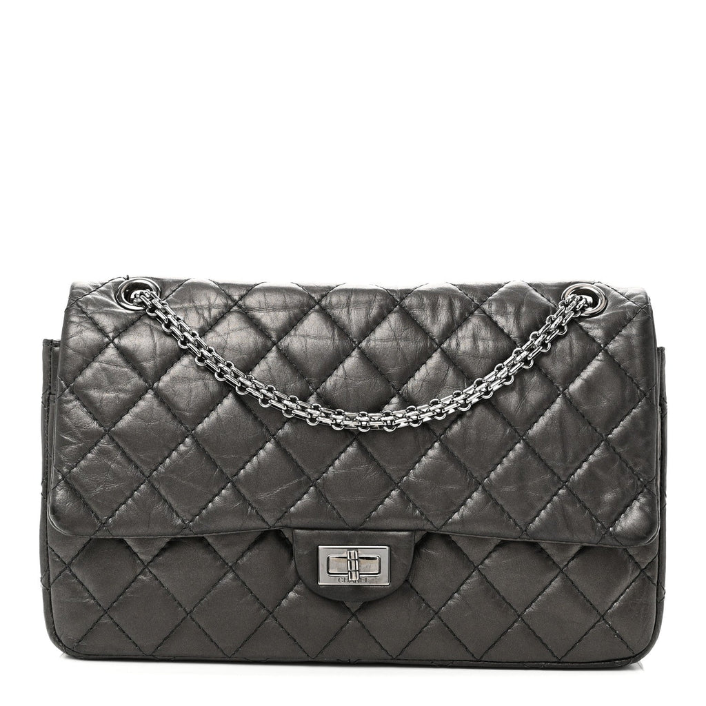 Chanel Metallic Aged Calfskin Quilted 2.55 Reissue 226 Flap Dark Grey