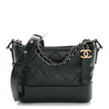 Chanel Aged Calfskin Quilted Small Gabrielle Hobo Dark Green