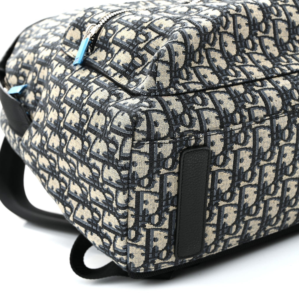 Christian Dior Oblique Calfskin Rider Backpack Beige Black