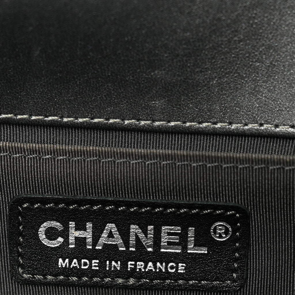 Chanel Tweed Metallic Lambskin Medium Boy Flap Silver